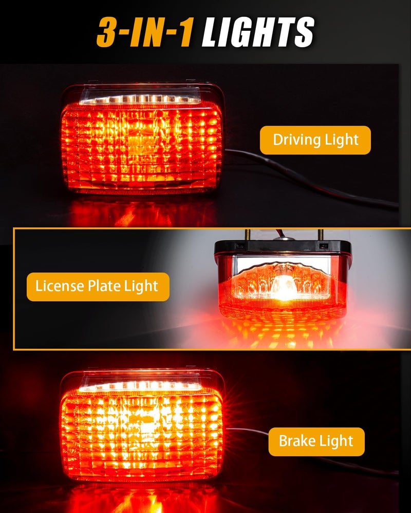 KICRY ATV Brake Tail Light Led Taillight Brake Stop Lights Compatible with Yamaha Grizzly Big Bear Bruin Kodiak Wolverine Rhino Viking 5KM-8472C-10-00 Aftermarket (Bulb w/Plate Light) - Image 3